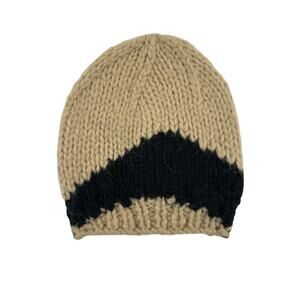The Wolf Gang - Palermo Knit Beanie is Black and Beigea
